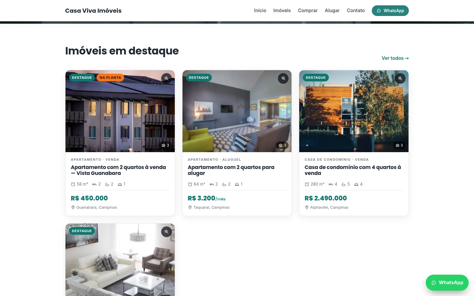 Site do JOKER IMÓVEL com imóveis em destaque